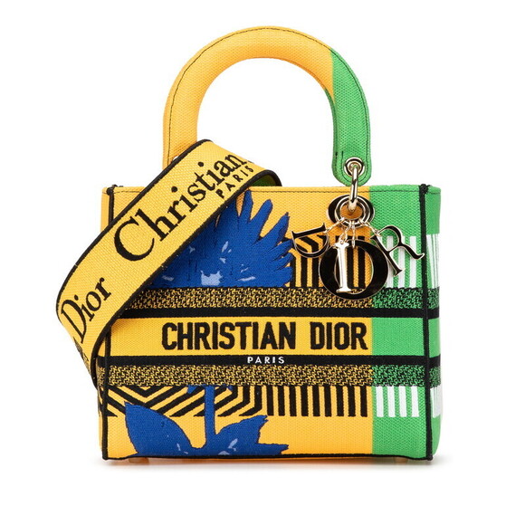 Dior Handbags - Dior Lady Dee Lite Flower Handbag Shoulder Bag Yellow Multicolor Canvas